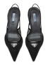 Detail View - Click To Enlarge - PRADA - Logo Plaque Point Toe Mesh Slingback Pumps