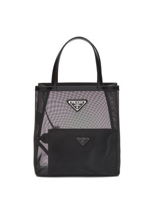 Main View - Click To Enlarge - PRADA - Mini Mesh Shopper Bag with Brushed Leather Pouch