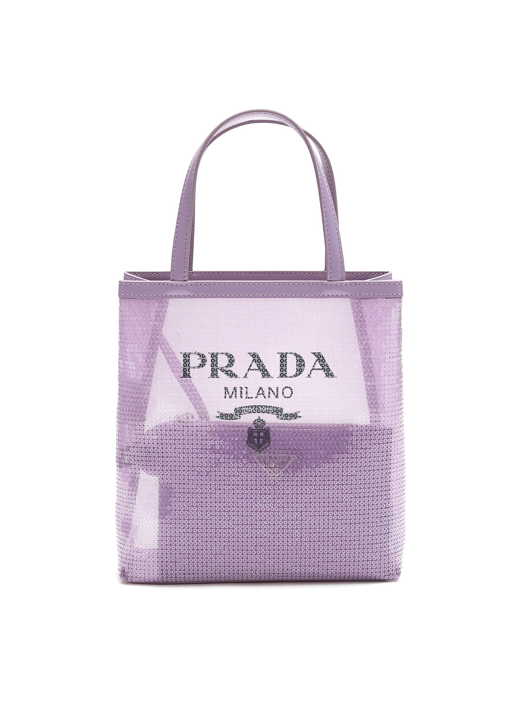 PRADA | Sequin Embellished Mesh Mini Shopper Bag | Women | Lane Crawford