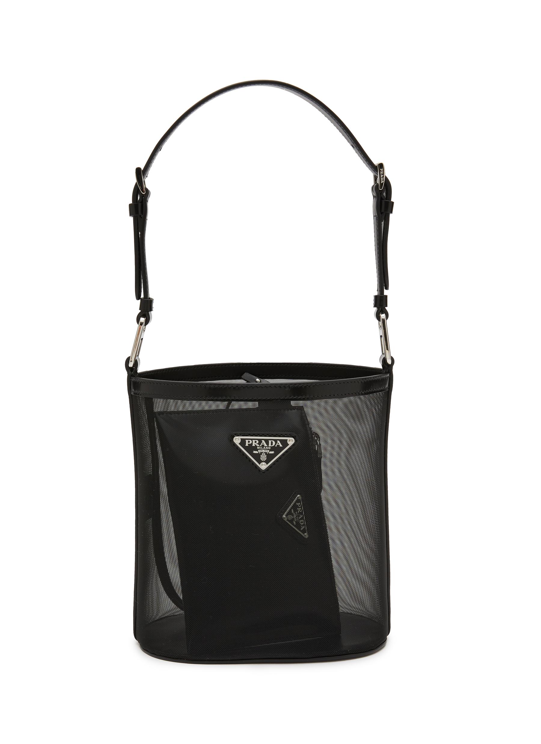 PRADA | Logo Plaque Mesh Bucket Bag with Leather Pouch | Women | Lane  Crawford