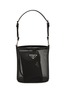 Main View - Click To Enlarge - PRADA - Logo Plaque Mesh Bucket Bag with Leather Pouch