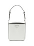 Main View - Click To Enlarge - PRADA - Logo plaque mini brushed leather bucket bag
