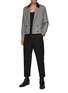 Figure View - Click To Enlarge - SAINT LAURENT - DOUBLE BREASTED CROPPED GINGHAM WOOL MOHAIR JACKET