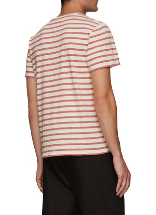 Back View - Click To Enlarge - SAINT LAURENT - STRIPE LOGO PRINT COTTON SHIRT