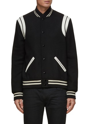 Main View - Click To Enlarge - SAINT LAURENT - ‘Teddy' Wool Blend Varsity Jacket