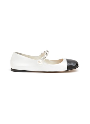 Main View - Click To Enlarge - MIU MIU - Contrasting Square Toe Leather Mary Jane Flats