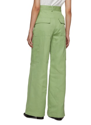Back View - Click To Enlarge - PETAR PETROV - HIGH RISE WIDE LEG COTTON BLEND SUITING PANTS