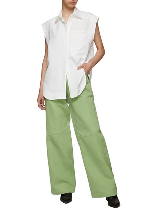 Figure View - Click To Enlarge - PETAR PETROV - HIGH RISE WIDE LEG COTTON BLEND SUITING PANTS