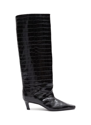 Main View - Click To Enlarge - TOTÊME - Croc-embossed Leather Wide Shaft Boots
