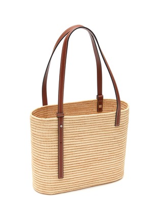 Detail View - Click To Enlarge - LOEWE - Anagram Embossed Patch Small Raffia Basket Bag