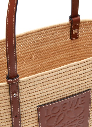 Detail View - Click To Enlarge - LOEWE - Anagram Embossed Patch Small Raffia Basket Bag