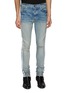 Main View - Click To Enlarge - AMIRI - Side Stripe Knee Slit Light Wash Skinny Jeans
