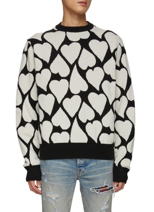 Main View - Click To Enlarge - AMIRI - Contrasting Heart Adorned Cashmere Sweater