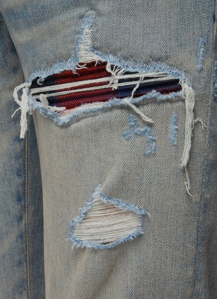  - AMIRI - Plaid Patch Light Wash Ripped Skinny Jeans