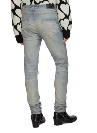 Back View - Click To Enlarge - AMIRI - Plaid Patch Light Wash Ripped Skinny Jeans