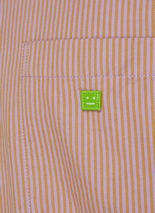  - ACNE STUDIOS - Embroidered Face Logo Patch Striped Cotton Shirt