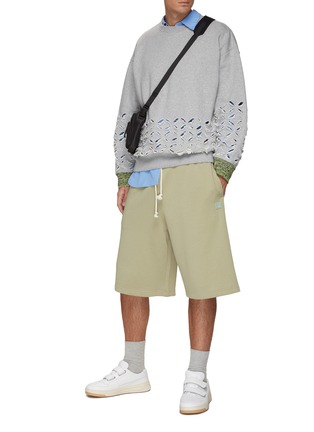 Figure View - Click To Enlarge - ACNE STUDIOS - Face Patch Drawcord Waist Cotton Sweatshorts