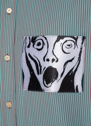 - ACNE STUDIOS - The Scream Graphic Pocket Striped Cotton Shirt