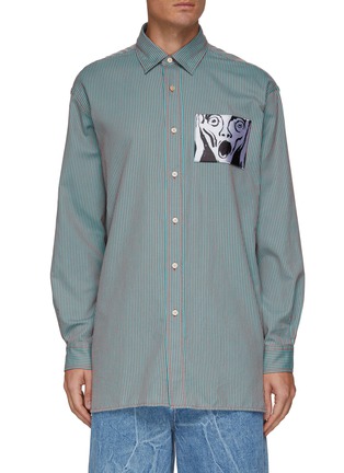 Main View - Click To Enlarge - ACNE STUDIOS - The Scream Graphic Pocket Striped Cotton Shirt