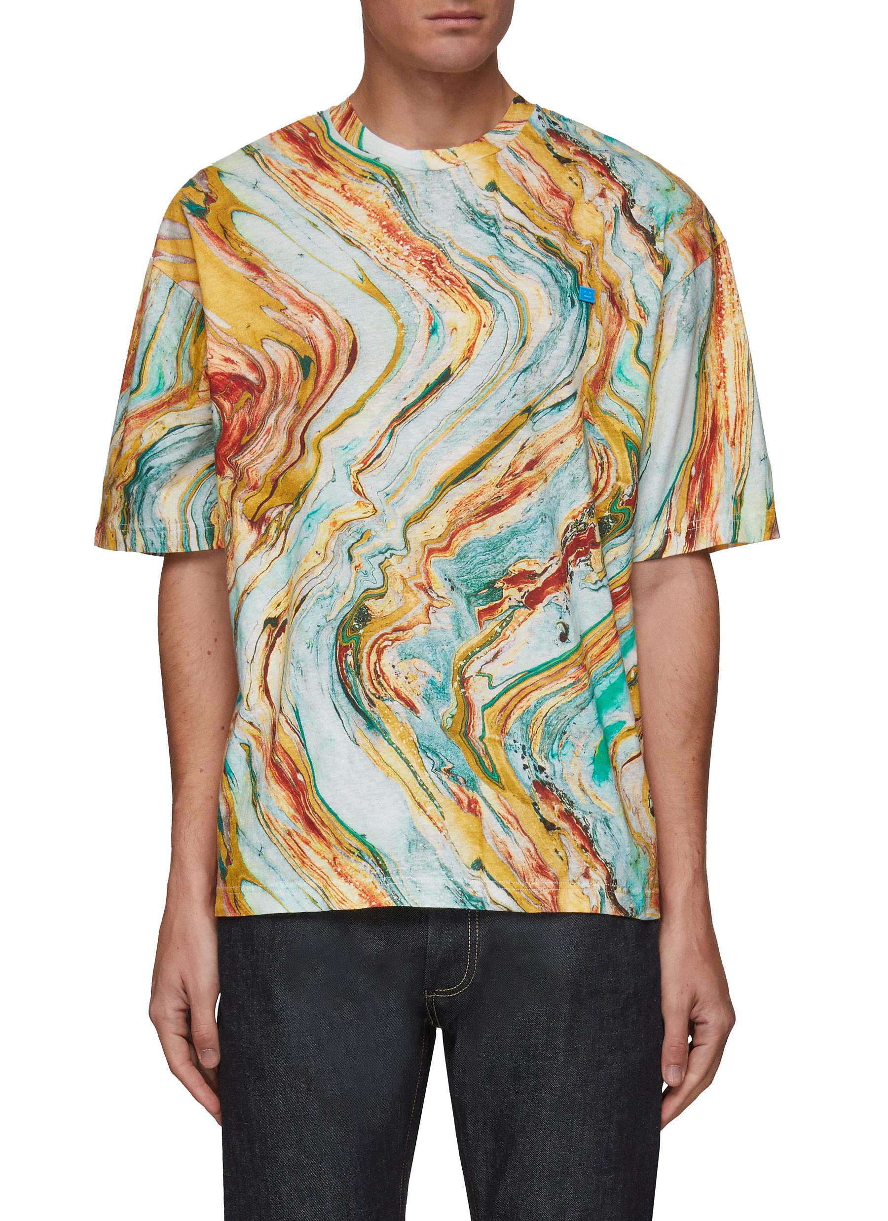Marble print drop shoulder T-shirt
