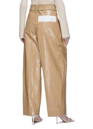Back View - Click To Enlarge - BOTTEGA VENETA - Smocked belt rubberised linen pants
