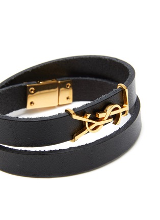 Detail View - Click To Enlarge - SAINT LAURENT - Logo charm leather loop bracelet