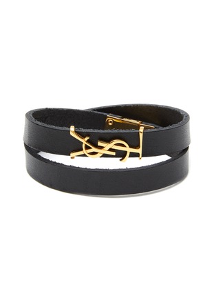 SAINT LAURENT | Logo charm leather loop bracelet | Men | Lane Crawford