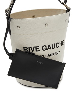 Detail View - Click To Enlarge - SAINT LAURENT - ‘Rive Gauche' Canvas Bucket Bag with Detachable Pouch