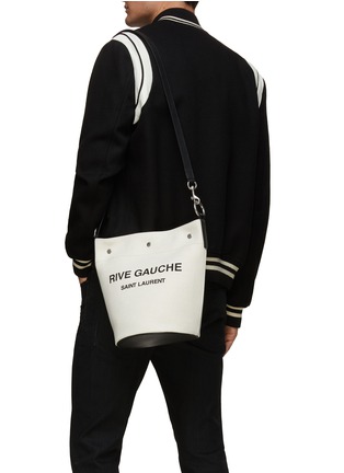 Front View - Click To Enlarge - SAINT LAURENT - ‘Rive Gauche' Canvas Bucket Bag with Detachable Pouch