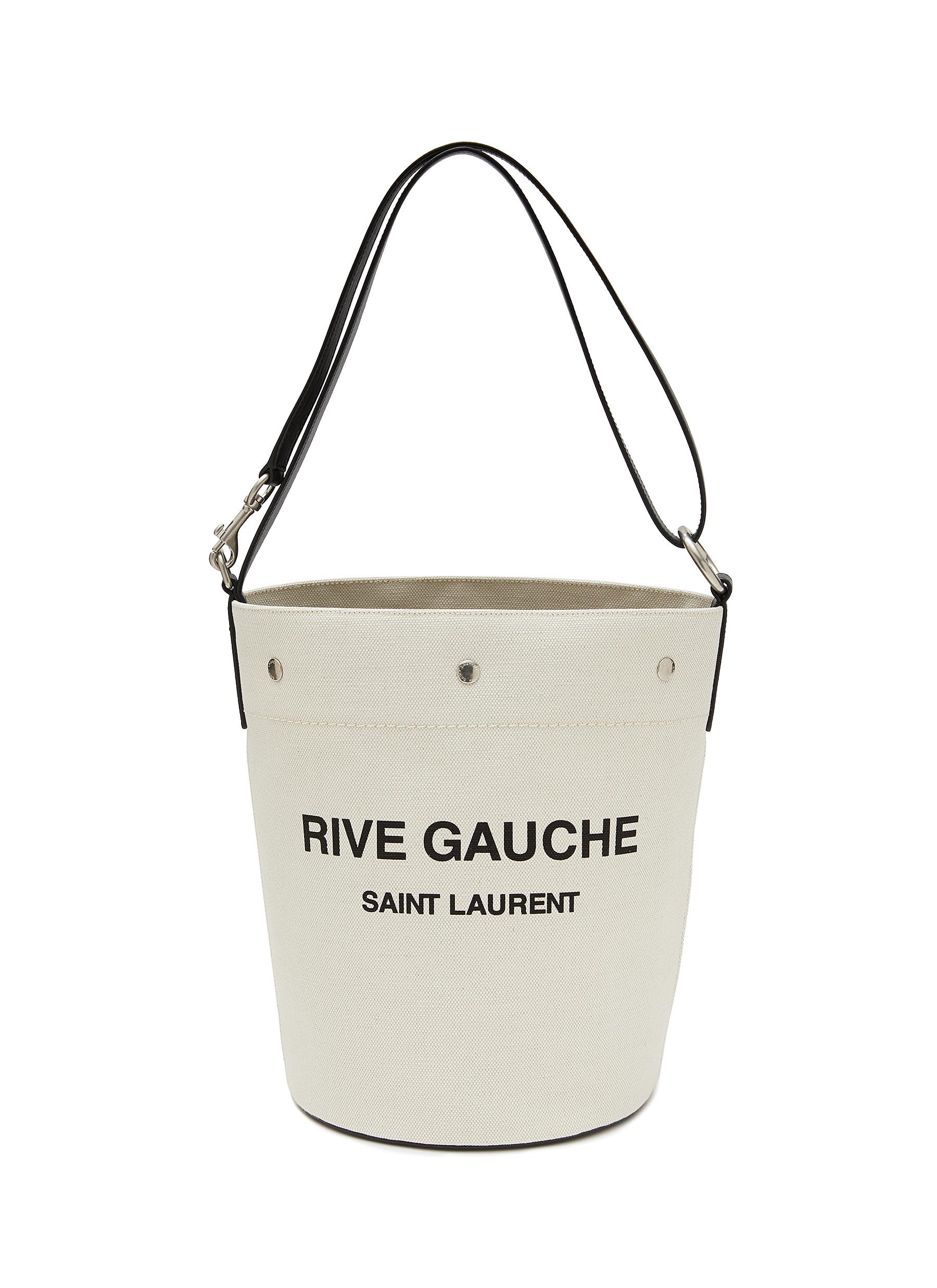 Rive Gauche Canvas Bucket Bag in White - Saint Laurent