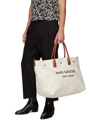 Saint Laurent rive Gauche Canvas Bucket Bag With Detachable Pouch for Men Mens Bags Tote bags 