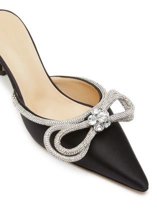 Detail View - Click To Enlarge - MACH & MACH - Crystal double bow point toe satin mules