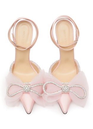 Detail View - Click To Enlarge - MACH & MACH - Crystal Double Bow Satin Anlke Heels