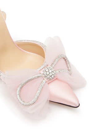 Detail View - Click To Enlarge - MACH & MACH - Crystal Double Bow Satin Anlke Heels