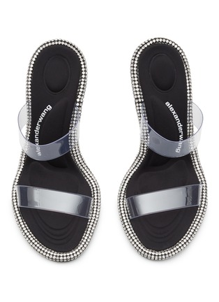 Detail View - Click To Enlarge - ALEXANDER WANG - Nova' Crystal Embellished Welt PVC Heeled Sandals