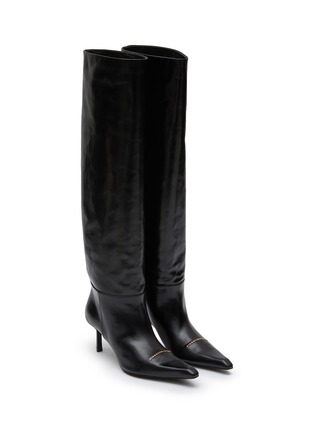 Detail View - Click To Enlarge - ALEXANDER WANG - ‘Viola' point toe high slouchy leather boots