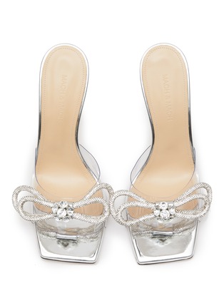 Detail View - Click To Enlarge - MACH & MACH - Double Crystal Bow PVC Square Toe Heeled Mules