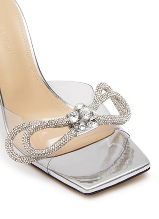 Detail View - Click To Enlarge - MACH & MACH - Double Crystal Bow PVC Square Toe Heeled Mules