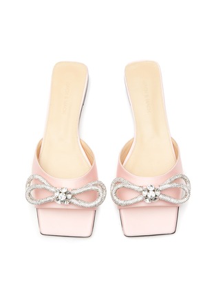 Detail View - Click To Enlarge - MACH & MACH - Crystal double bow square toe satin sandals
