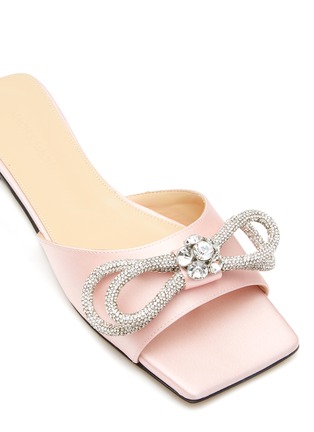 Detail View - Click To Enlarge - MACH & MACH - Crystal double bow square toe satin sandals