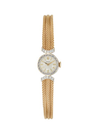 Main View - Click To Enlarge - LANE CRAWFORD VINTAGE WATCHES - Rolex Diamond Encrusted 14K Gold Triple Chain Round Watch