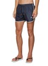 Front View - Click To Enlarge - NEIL BARRETT - SONIC BOLT LOGO CONTRAST PIPING SWIM SHORTS