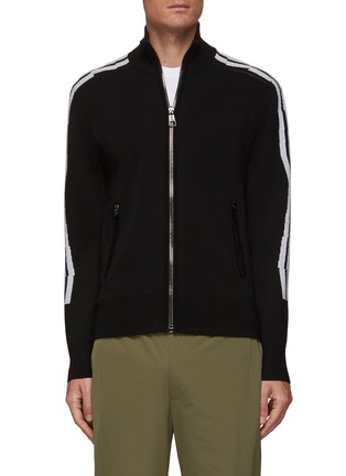 Main View - Click To Enlarge - NEIL BARRETT - ORIGAMI STRIPE PANEL ZIP UP TRACK JACKET