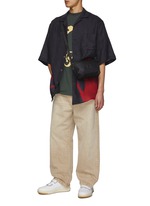 Hand print oversized bowling shirt 