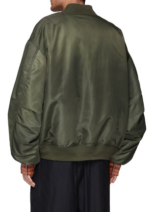 Back View - Click To Enlarge - ACNE STUDIOS - CHECKERED CUFF TECHNICAL SATIN BOMBER JACKET