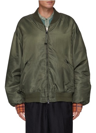 Main View - Click To Enlarge - ACNE STUDIOS - CHECKERED CUFF TECHNICAL SATIN BOMBER JACKET