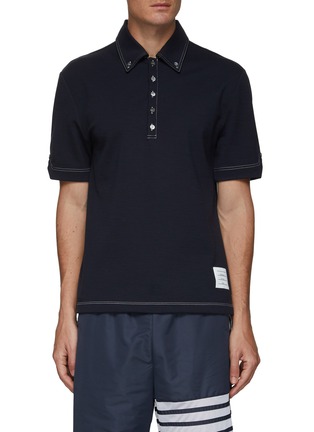 Main View - Click To Enlarge - THOM BROWNE - Contrast stitch polo shirt