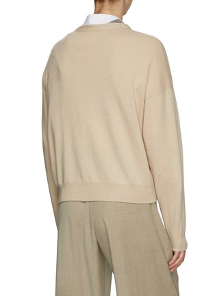Back View - Click To Enlarge - BRUNELLO CUCINELLI - Panelled Mock Neck Cashmere Knit Cardigan