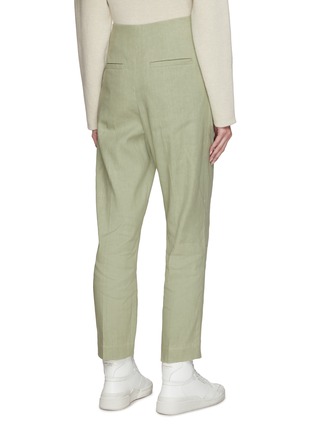 Back View - Click To Enlarge - BRUNELLO CUCINELLI - Pleat Waist Belted Linen Blend Pants