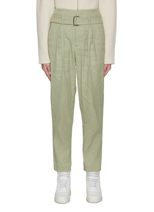 Main View - Click To Enlarge - BRUNELLO CUCINELLI - Pleat Waist Belted Linen Blend Pants